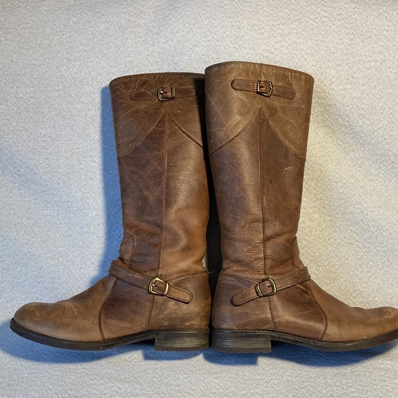 DUO Distressed Brown leather knee high riding boots Size 42 US 9-9.5 - Picture 5 of 11